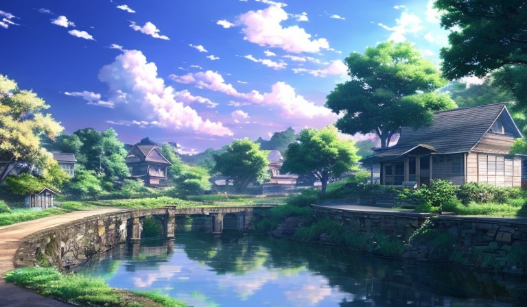 Aesthetic Sky with Village